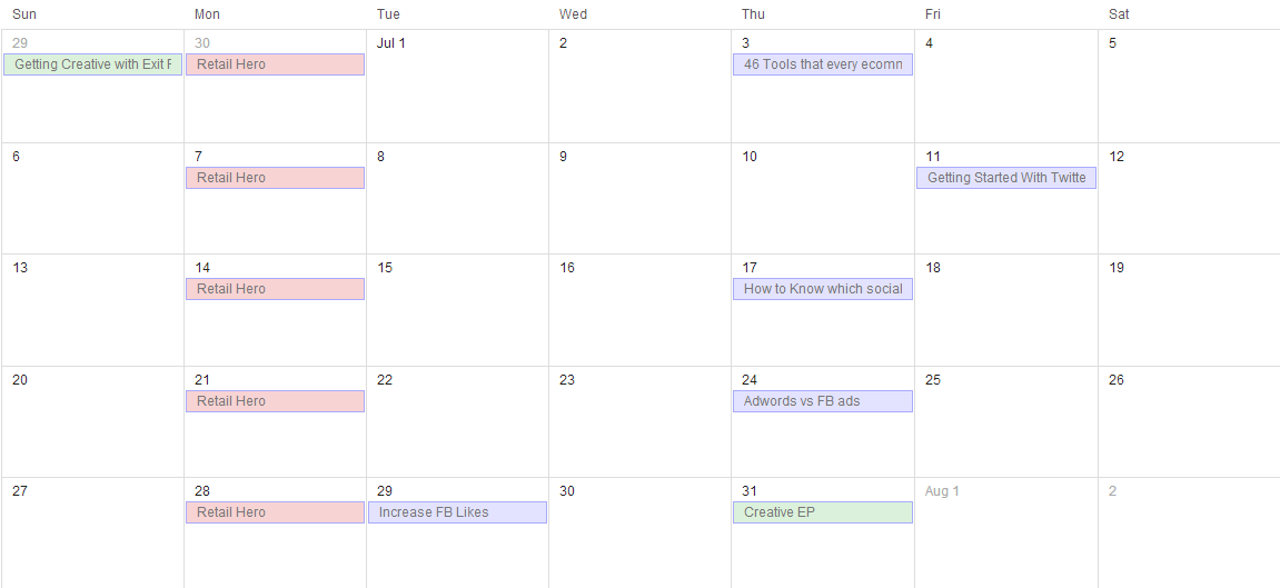 Google calendar content calendar