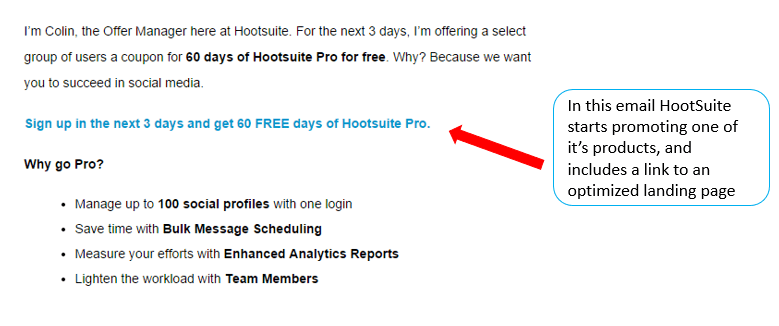 Hootsuite welcome email product