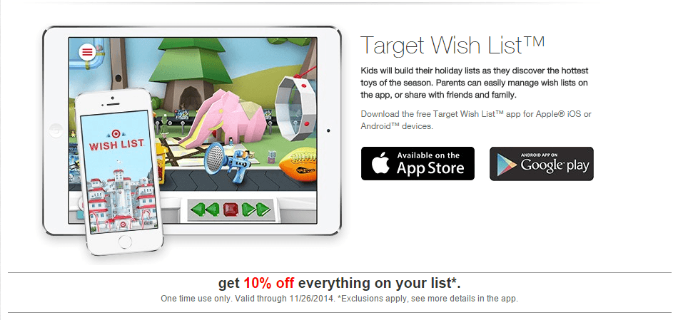 Target holiday wish list app