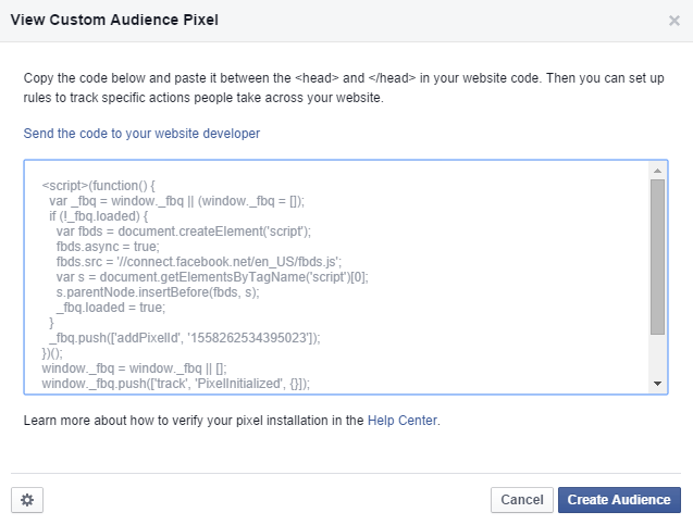 custom audience web pixel facebook ad