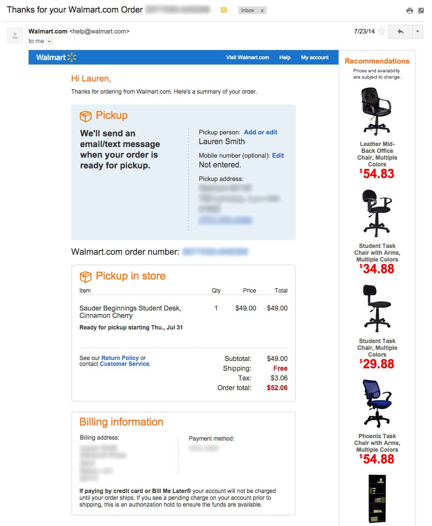 walmart-upsell-order-confirmation-email