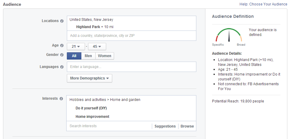 Facebook Ad Targeting Local Business