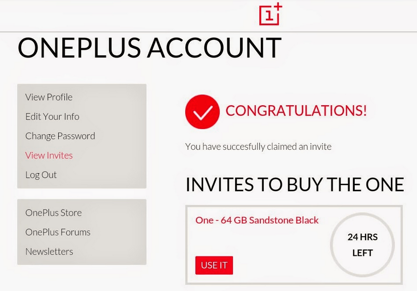 oneplus one account page