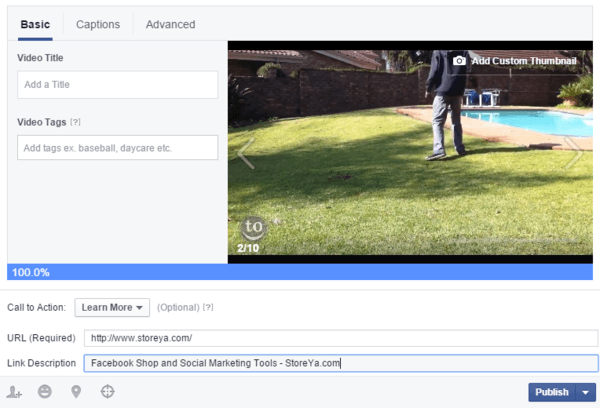 Adding video and call to action to Facebook