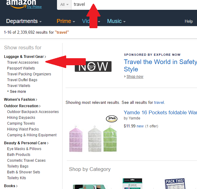Use amazon to search niche trends
