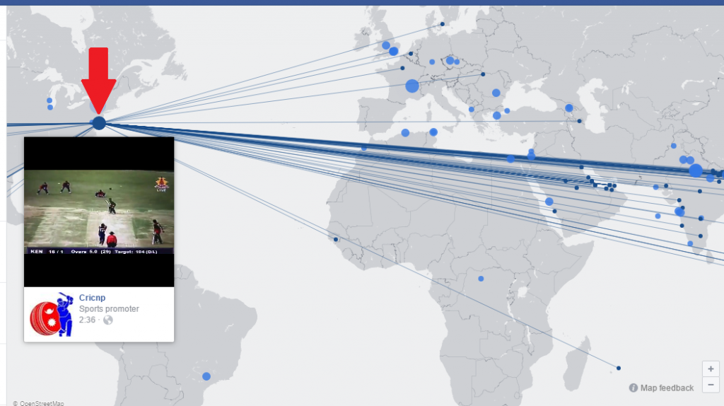 Facebook map of all live streams
