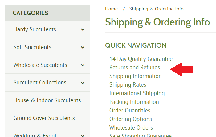 example of good ecommerce return policy