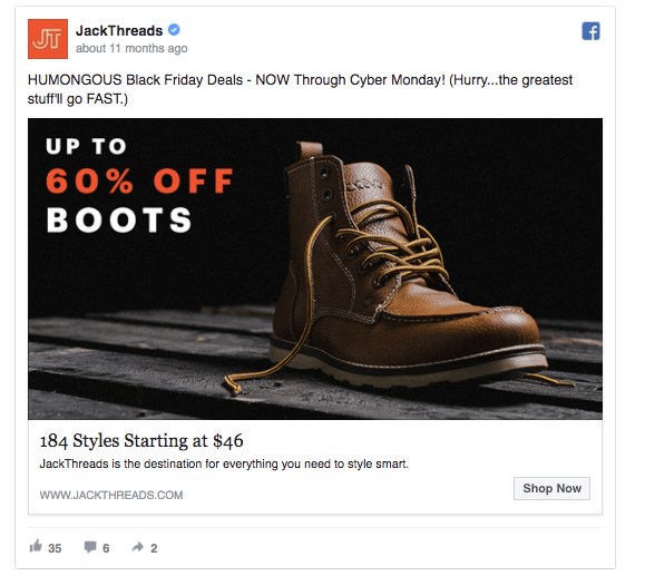 example of good ecommerce Christmas facebook ads