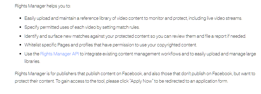 Facebook rights manager 
