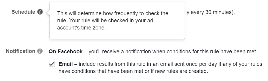 Facebook automation Scheduling and Notification Options 
