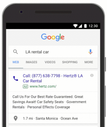 Google call extensions 