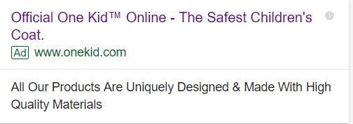 example of good eCommerce google search ad