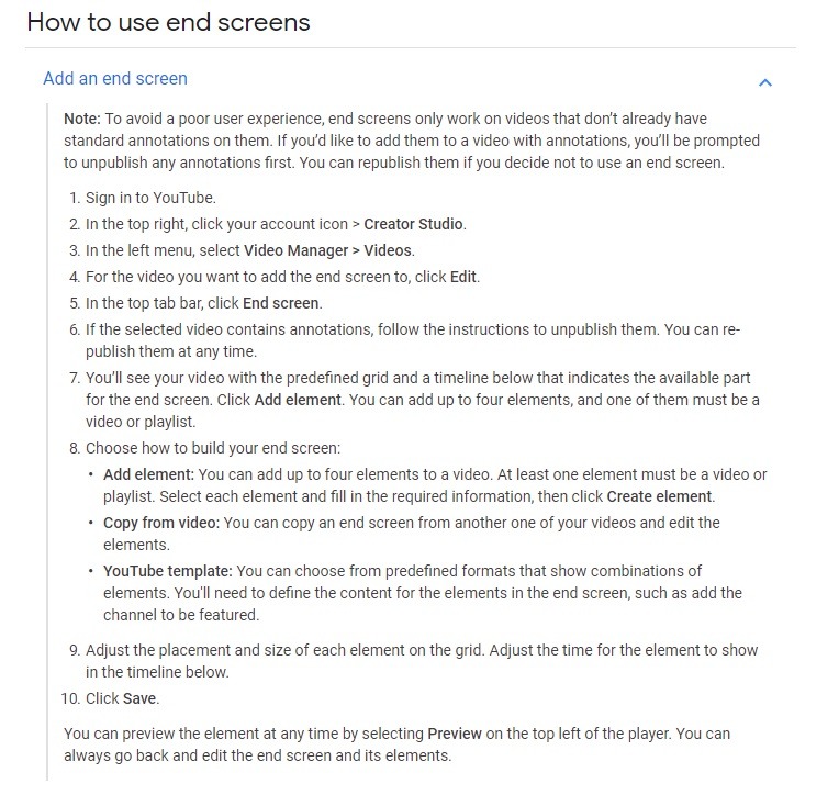 how to create youtube end screens