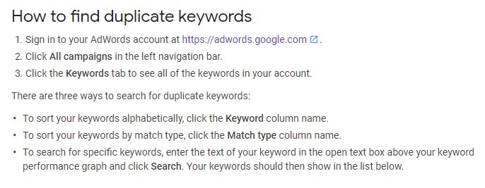 how to find Find duplicate keywords