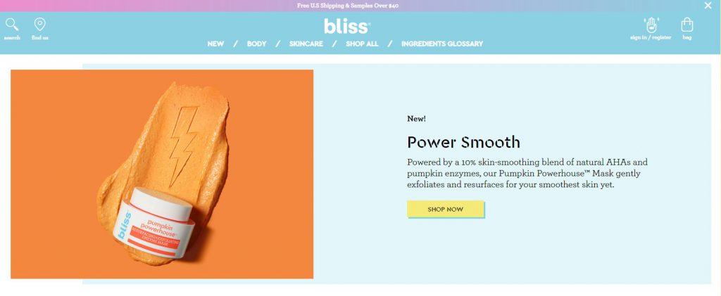 Bliss home page example