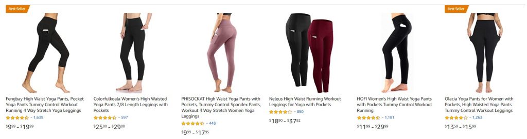 Amazon popular product category leggings with pockets