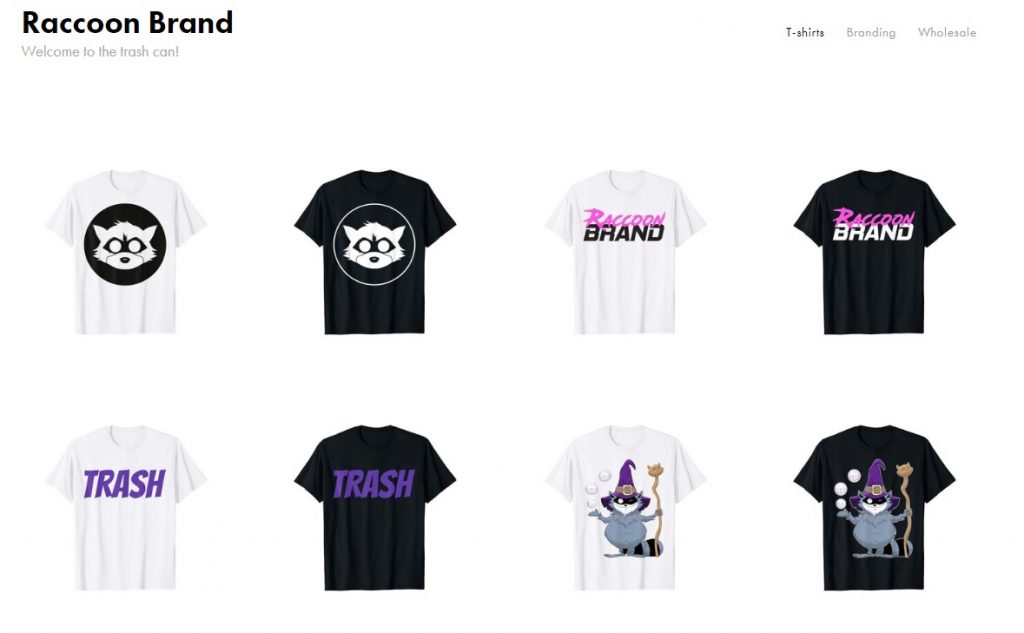 Print-on-Demand T-Shirt Business raccoon brand