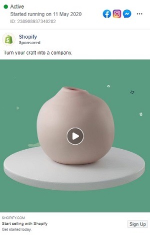 Shopify facebook video ad example