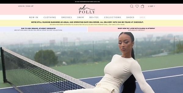 Oh Polly a label eCommerce clothing store example
