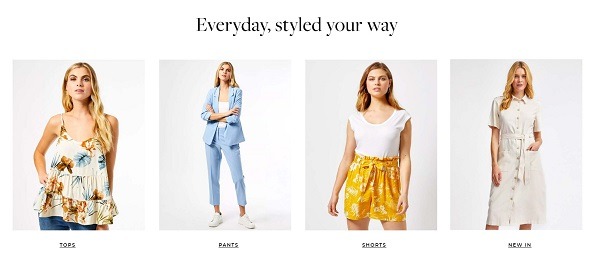dorothy perkins eCommerce clothing store example