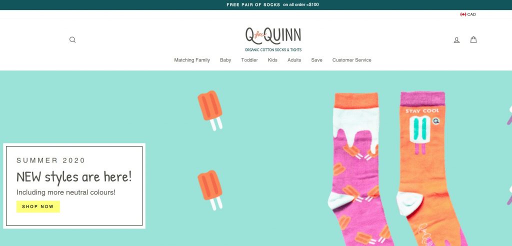 Q for quin online sock store