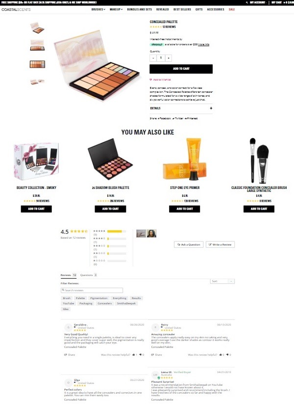 coastalscents product page review display