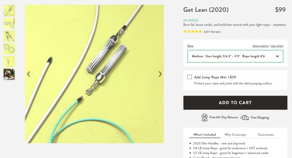 cross rope ecommerce product page example