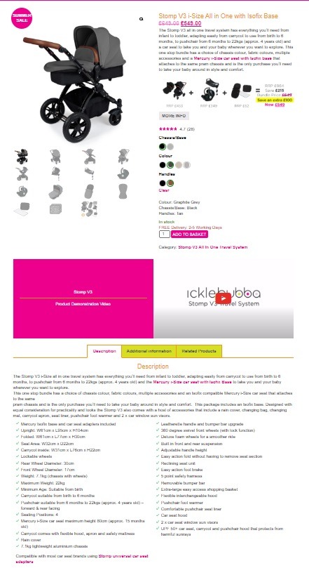 ickle bubba eCommerce prduct page example
