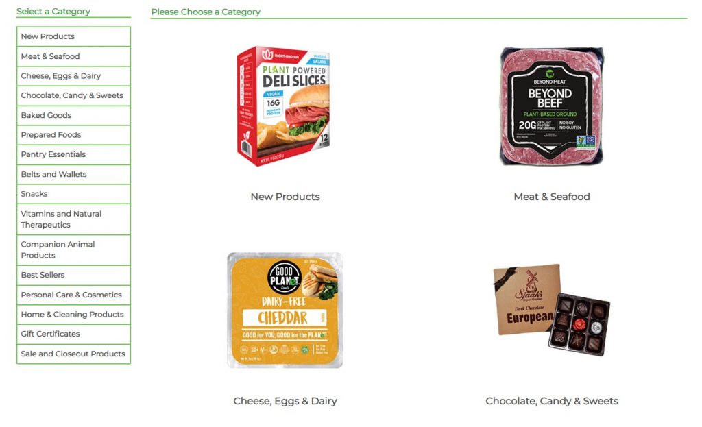 vegan essentials product categories