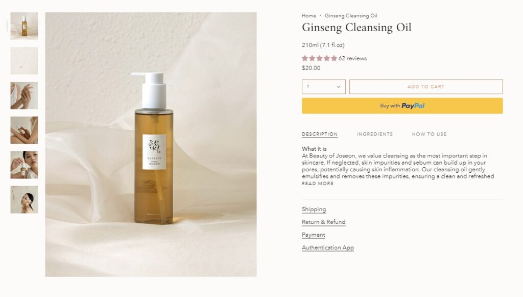 Ginseng cleansing oil beauty product example