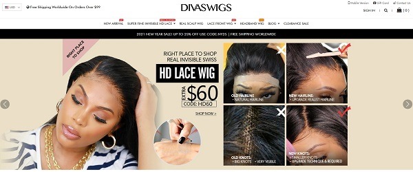 diva wigs online store example selling wigs