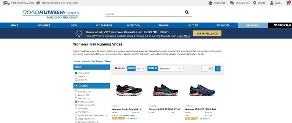 example of running shoes store roadrunner sports