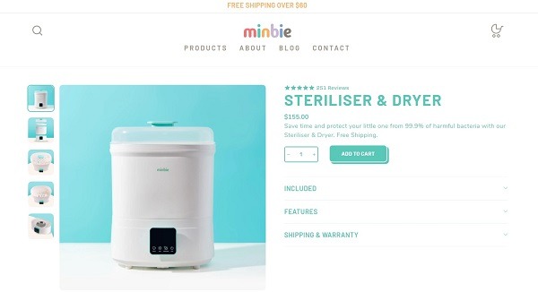 minibie online store example bottle sterilizer