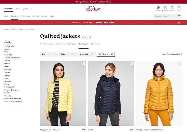 quilted jacket ecommerce product example s.oliver