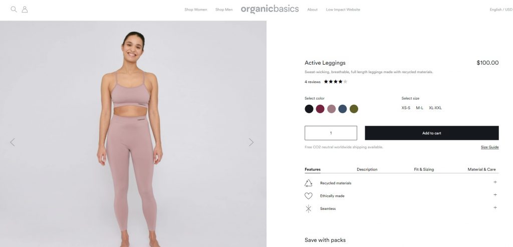 sustainable athleisure product example