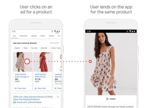 deep app linking google ecommerce retail ads