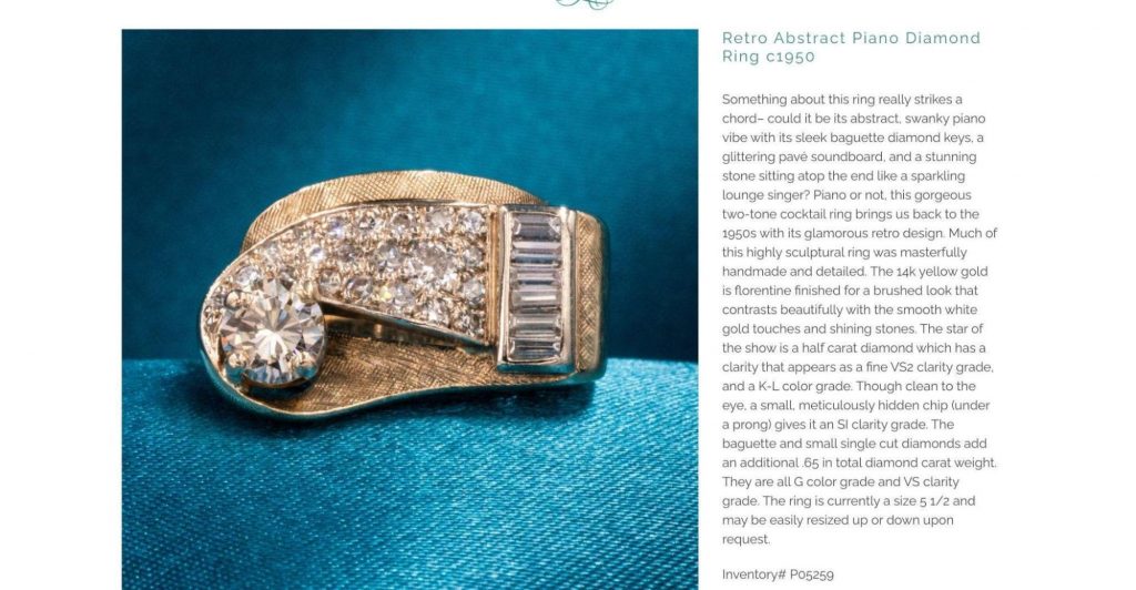 Jewelry product page example 