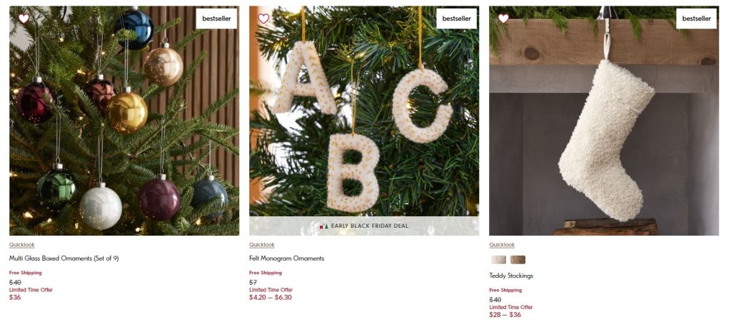 west elm onsite holiday promotion examples 2