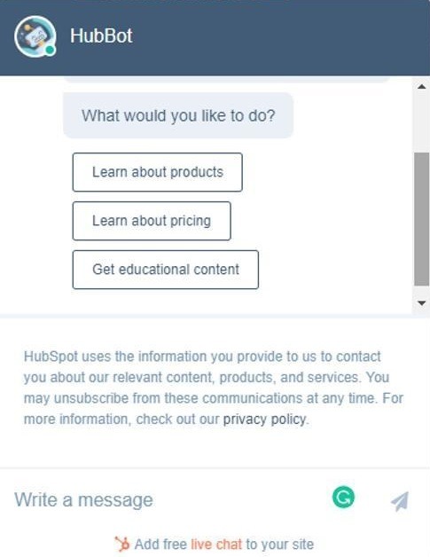 hubspot two chatbot example