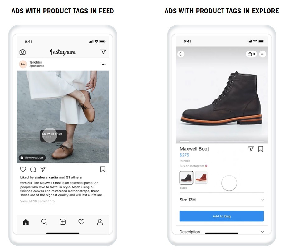 Instagram shopping ad examples