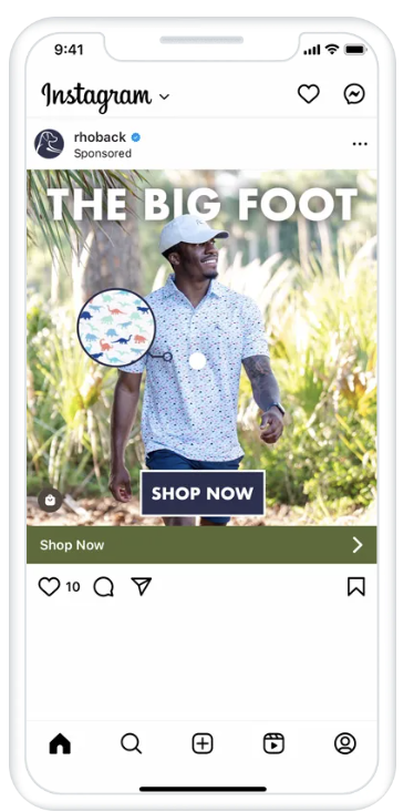 Instagram Shop ad example